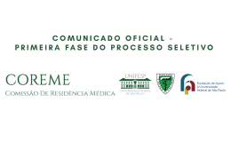 COMUNICADO OFICIAL - Primeira fase do Processo Seletivo